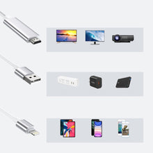 Заредете изображение във визуализатора на галерията – Choetech USB Video Cable Lightning to HDMI Adapter for TV Monitor 1.8m White (LH0020) - TopMag
