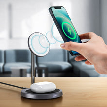 Заредете изображение във визуализатора на галерията – Choetech 2in1 Magnetic Holder Qi Wireless Charger for Magsafe 15W Gray + 20W AC Charger (T575-F) - TopMag

