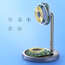 Заредете изображение във визуализатора на галерията – Choetech 2in1 Magnetic Holder Qi Wireless Charger for Magsafe 15W Gray + 20W AC Charger (T575-F) - TopMag
