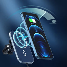 Заредете изображение във визуализатора на галерията – Choetech Car Kit Magnetic Mount Induction Qi Charger 15W (MagSafe Compatible) 1m Black (T200-F) + USB / USB Type C Car Charger - TopMag

