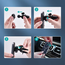 Заредете изображение във визуализатора на галерията – Choetech Car Kit Magnetic Mount Induction Qi Charger 15W (MagSafe Compatible) 1m Black (T200-F) + USB / USB Type C Car Charger - TopMag
