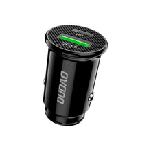 Заредете изображение във визуализатора на галерията – Dudao fast car charger with USB ports QC3.0 + Type C PD black + USB-C cable - Lightning 18W black (R3PRO) - TopMag
