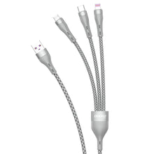 Заредете изображение във визуализатора на галерията – Dudao 3in1 USB cable - Lightning / microUSB / USB Type C 65W 1.2m gray (L20X) - TopMag
