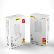 Заредете изображение във визуализатора на галерията – Dudao 3-port GaN charger 3in1 (EU, US, UK) 2 x Type C (PD) + USB (QC) 65W white (A7PRO) - TopMag
