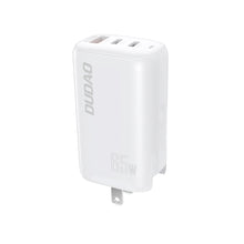 Заредете изображение във визуализатора на галерията – Dudao 3-port GaN charger 3in1 (EU, US, UK) 2 x Type C (PD) + USB (QC) 65W white (A7PRO) - TopMag
