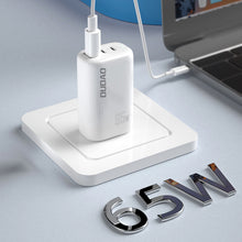 Заредете изображение във визуализатора на галерията – Dudao 3-port GaN charger 3in1 (EU, US, UK) 2 x Type C (PD) + USB (QC) 65W white (A7PRO) - TopMag
