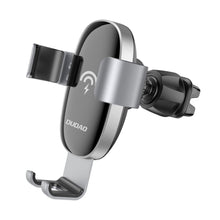 Заредете изображение във визуализатора на галерията – Dudao 15W Wireless Qi Charger Gravity Car Holder for Air Vent Grille Black (F3PRO) - TopMag
