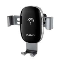 Заредете изображение във визуализатора на галерията – Dudao 15W Wireless Qi Charger Gravity Car Holder for Air Vent Grille Black (F3PRO) - TopMag
