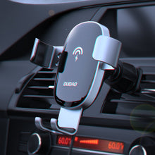 Заредете изображение във визуализатора на галерията – Dudao 15W Wireless Qi Charger Gravity Car Holder for Air Vent Grille Black (F3PRO) - TopMag
