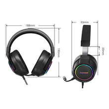 Заредете изображение във визуализатора на галерията – Tronsmart Sparkle RGB Gaming Headset circumaural USB headphones with microphone and remote control for players black (467600) - TopMag
