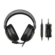 Заредете изображение във визуализатора на галерията – Tronsmart Sparkle RGB Gaming Headset circumaural USB headphones with microphone and remote control for players black (467600) - TopMag
