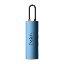 Заредете изображение във визуализатора на галерията – Baseus Metal Gleam 8in1 multifunctional HUB USB Type C - USB Type C Power Delivery 100W / HDMI 4K 30Hz / SD and microSD card reader / 3x USB 3.2 Gen 1 / RJ45 1Gbps blue (WKWG000103) - TopMag
