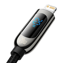 Заредете изображение във визуализатора на галерията – Baseus USB Type C - Lightning 20W fast charging data cable Power Delivery with display screen power meter 2m black (CATLSK-A01) - TopMag
