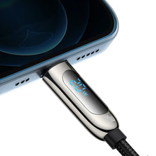 Заредете изображение във визуализатора на галерията – Baseus USB Type C - Lightning 20W fast charging data cable Power Delivery with display screen power meter 2m black (CATLSK-A01) - TopMag
