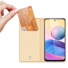 Заредете изображение във визуализатора на галерията – Dux Ducis Skin Pro Bookcase type case for Xiaomi Redmi Note 10 5G / Poco M3 Pro golden - TopMag
