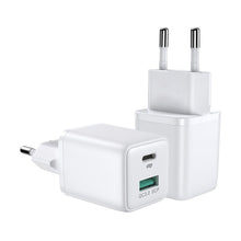 Заредете изображение във визуализатора на галерията – Joyroom charger (EU plug) USB / USB Type C 30W Power Delivery QuickCharge 3.0 AFC FCP white (L-QP303) - TopMag
