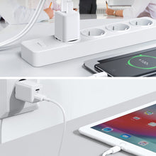 Заредете изображение във визуализатора на галерията – Joyroom charger (EU plug) USB / USB Type C 30W Power Delivery QuickCharge 3.0 AFC FCP white (L-QP303) - TopMag
