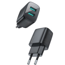 Заредете изображение във визуализатора на галерията – Joyroom fast wall charger 2x USB 2,4A black (L-2A123) - TopMag
