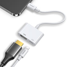 Заредете изображение във визуализатора на галерията – Joyroom adapter Lightning (male) to digital HDMI (female) + Lightning (female) FullHD 1080p 60Hz white (S-H141 white) adapter - TopMag
