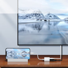 Заредете изображение във визуализатора на галерията – Joyroom adapter Lightning (male) to digital HDMI (female) + Lightning (female) FullHD 1080p 60Hz white (S-H141 white) adapter - TopMag
