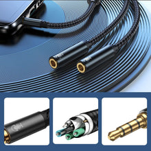 Заредете изображение във визуализатора на галерията – Joyroom headphones splitter audio cable AUX 3,5 mm mini jack (male) - 2x 3,5 mm mini jack (female) 0,2m black (SY-A04) - TopMag
