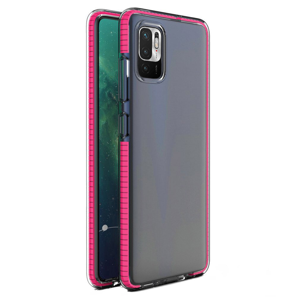 Spring Case clear TPU gel protective cover with colorful frame for Xiaomi Redmi Note 10 5G / Poco M3 Pro light pink - TopMag