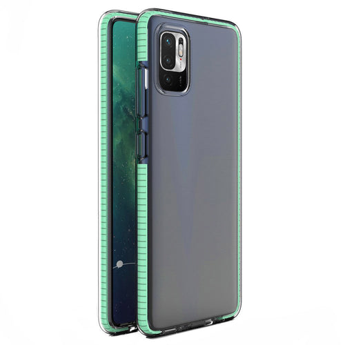 Spring Case clear TPU gel protective cover with colorful frame for Xiaomi Redmi Note 10 5G / Poco M3 Pro mint - TopMag