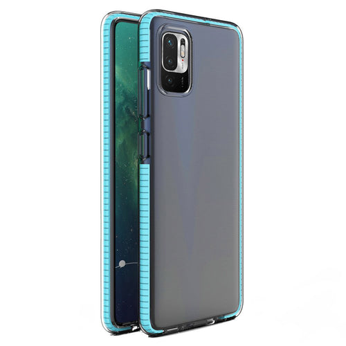 Spring Case clear TPU gel protective cover with colorful frame for Xiaomi Redmi Note 10 5G / Poco M3 Pro light blue - TopMag