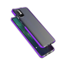 Заредете изображение във визуализатора на галерията – Spring Case clear TPU gel protective cover with colorful frame for Xiaomi Redmi Note 10 5G / Poco M3 Pro light blue - TopMag
