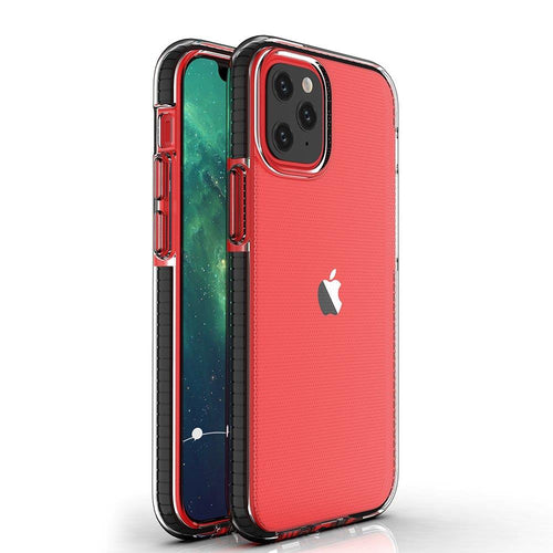 Spring Case clear TPU gel protective cover with colorful frame for iPhone 13 Pro black - TopMag