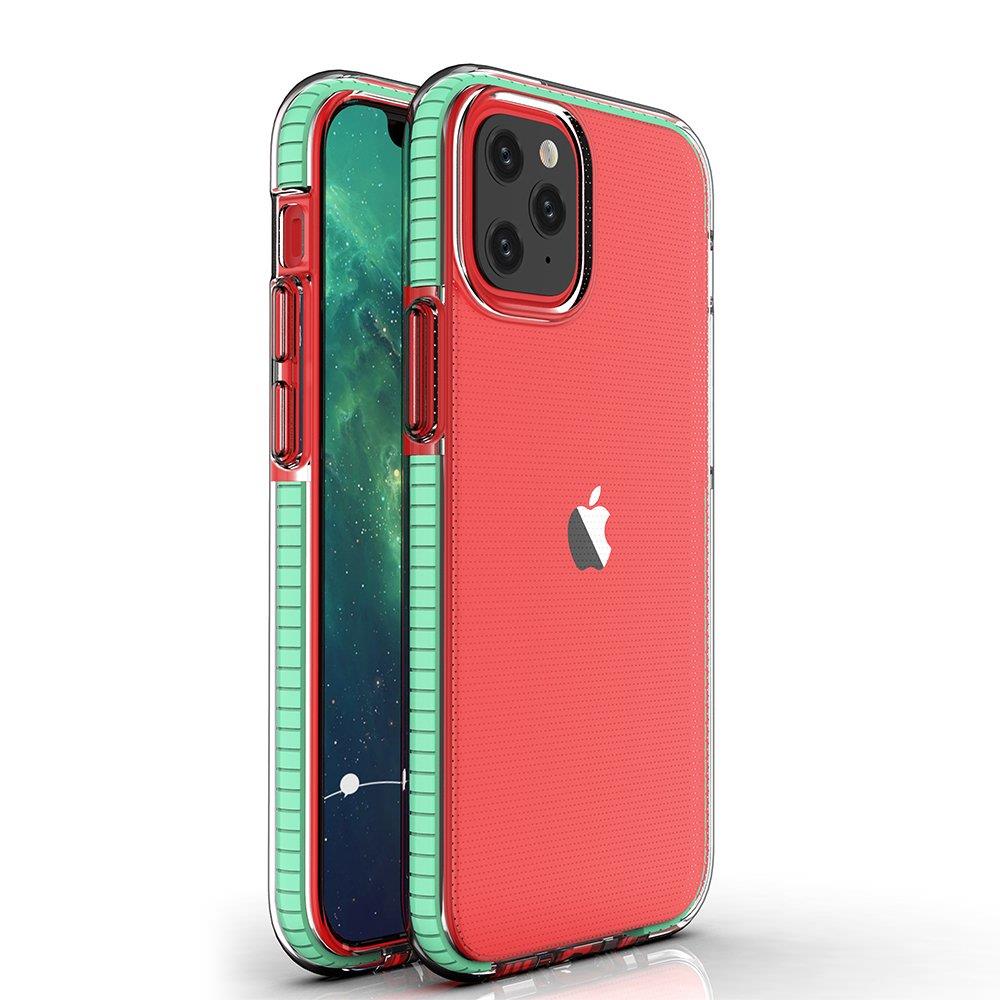 Spring Case clear TPU gel protective cover with colorful frame for iPhone 13 Pro mint - TopMag