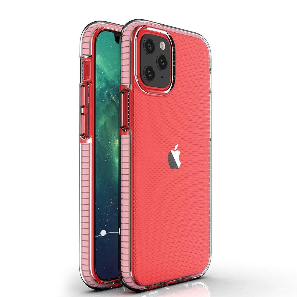 Spring Case clear TPU gel protective cover with colorful frame for iPhone 13 mini light pink - TopMag