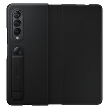 Заредете изображение във визуализатора на галерията – Samsung Leather Flip Cover Pouch Case for Samsung Galaxy Z Fold 3 Flip Cover Stand Black (EF-FF926LBEGWW) - TopMag
