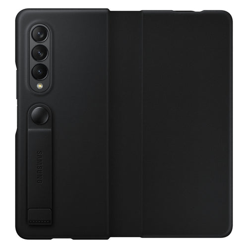 Samsung Leather Flip Cover Pouch Case for Samsung Galaxy Z Fold 3 Flip Cover Stand Black (EF-FF926LBEGWW) - TopMag