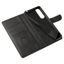 Заредете изображение във визуализатора на галерията – Magnet Case elegant bookcase type case with kickstand for Sony Xperia 10 III black - TopMag
