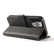 Заредете изображение във визуализатора на галерията – Magnet Case elegant bookcase type case with kickstand for iPhone 13 Pro black - TopMag
