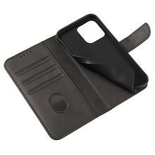 Заредете изображение във визуализатора на галерията – Magnet Case elegant bookcase type case with kickstand for iPhone 13 Pro black - TopMag
