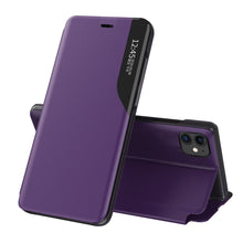 Заредете изображение във визуализатора на галерията – Eco Leather View Case elegant bookcase type case with kickstand for iPhone 13 purple - TopMag
