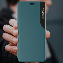 Заредете изображение във визуализатора на галерията – Eco Leather View Case elegant bookcase type case with kickstand for iPhone 13 purple - TopMag
