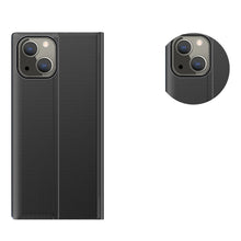 Заредете изображение във визуализатора на галерията – Sleep Case Bookcase Type Case with Smart Window for iPhone 13 mini black - TopMag
