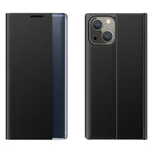 Заредете изображение във визуализатора на галерията – Sleep Case Bookcase Type Case with Smart Window for iPhone 13 mini black - TopMag
