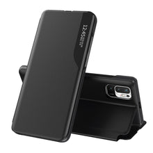 Заредете изображение във визуализатора на галерията – Eco Leather View Case elegant bookcase type case with kickstand for Xiaomi Redmi Note 10 5G / Poco M3 Pro black - TopMag
