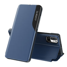 Заредете изображение във визуализатора на галерията – Eco Leather View Case elegant bookcase type case with kickstand for Xiaomi Redmi Note 10 5G / Poco M3 Pro blue - TopMag
