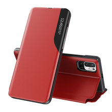 Заредете изображение във визуализатора на галерията – Eco Leather View Case elegant bookcase type case with kickstand for Xiaomi Redmi Note 10 5G / Poco M3 Pro red - TopMag
