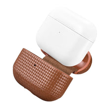 Заредете изображение във визуализатора на галерията – iCarer Leather Woven natural leather case for AirPods Pro brown (WMAP001-BN) - TopMag

