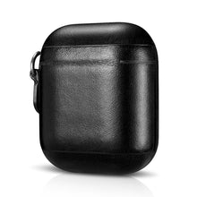 Заредете изображение във визуализатора на галерията – iCarer Leather Vintage natural leather case for AirPods 2 / AirPods 1 + Lanyard black (IAP035-BK) - TopMag
