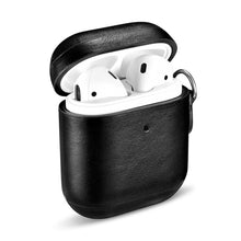 Заредете изображение във визуализатора на галерията – iCarer Leather Vintage natural leather case for AirPods 2 / AirPods 1 + Lanyard black (IAP035-BK) - TopMag
