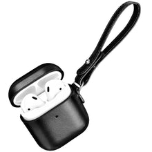 Заредете изображение във визуализатора на галерията – iCarer Leather Vintage natural leather case for AirPods 2 / AirPods 1 + Lanyard black (IAP035-BK) - TopMag
