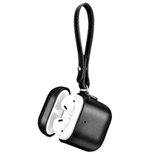 Заредете изображение във визуализатора на галерията – iCarer Leather Vintage natural leather case for AirPods 2 / AirPods 1 + Lanyard black (IAP035-BK) - TopMag
