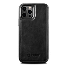 Заредете изображение във визуализатора на галерията – iCarer Leather Oil Wax case covered with natural leather for iPhone 12 Pro Max black (ALI1206-BK) - TopMag

